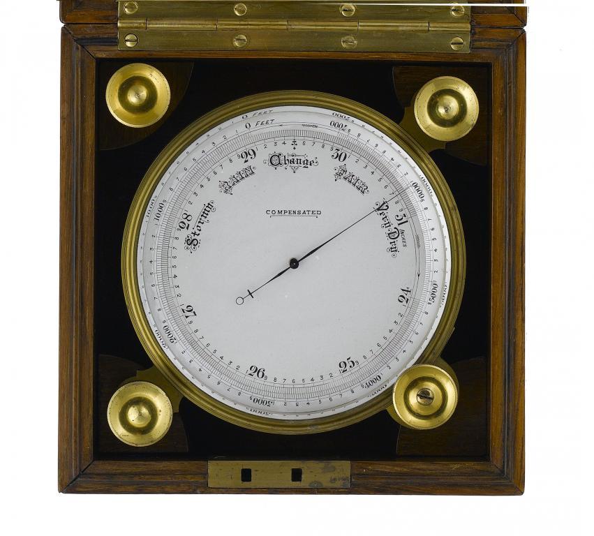 AN ENGLISH BRASS ANEROID ALTITUDE BAROMETER
the