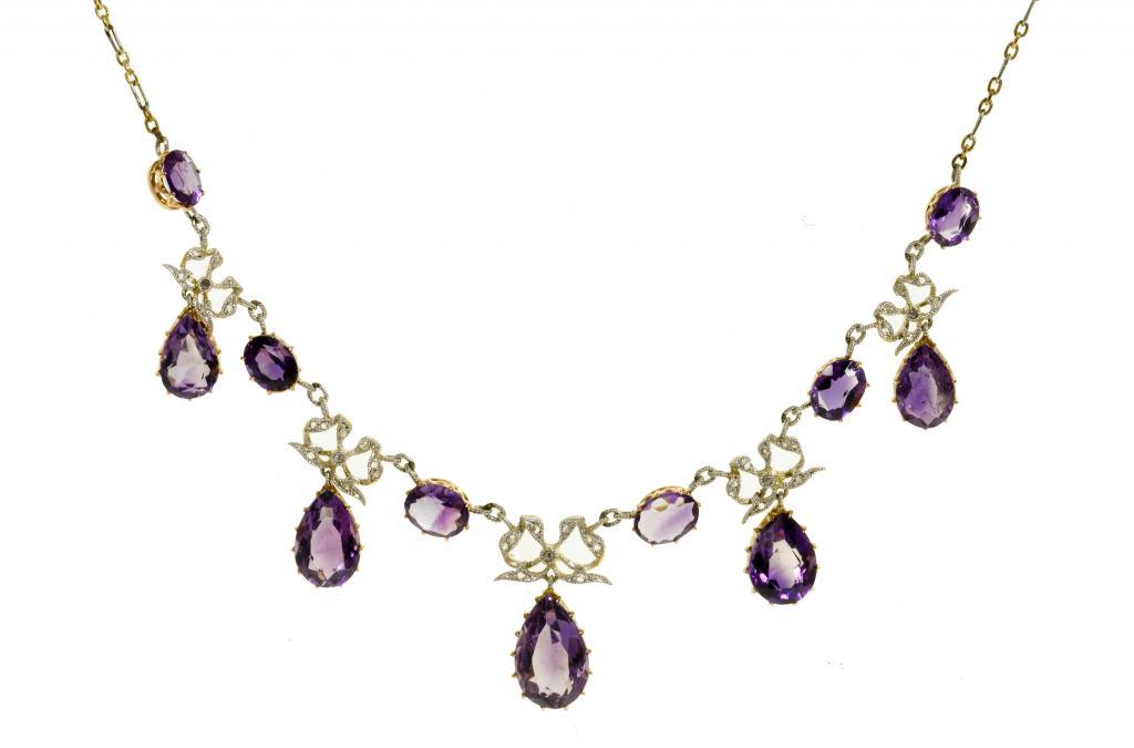 A BELLE EPOQUE AMETHYST AND DIAMOND 109510