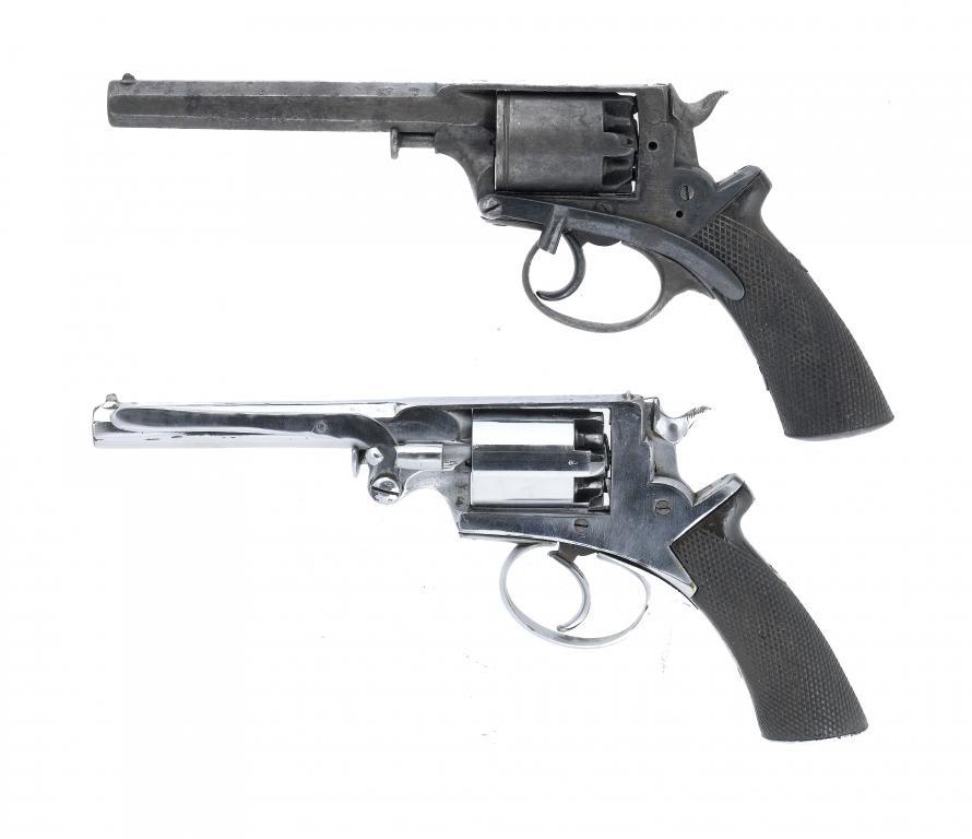 TWO ADAMS TYPE 54 BORE 5 SHOT REVOLVERS
with