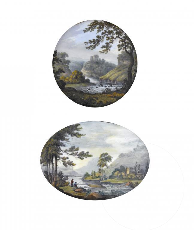 TWO DERBY LANDSCAPE PAINTED PLATE 10951f