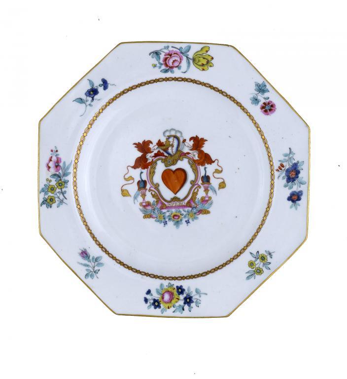 A DERBY ARMORIAL OCTAGONAL PLATE probably 109538