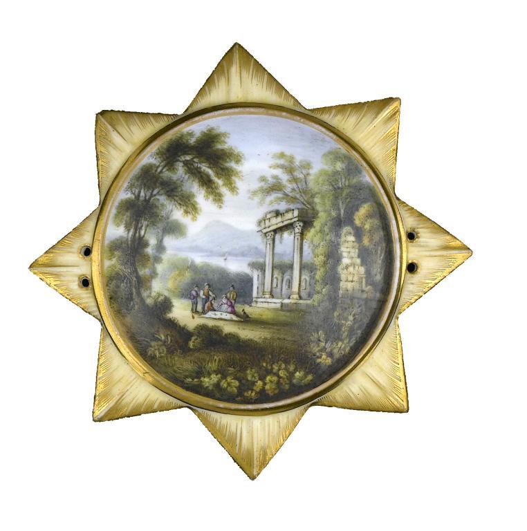 AN UNUSUAL DERBY DECORATED PLAQUE 109539