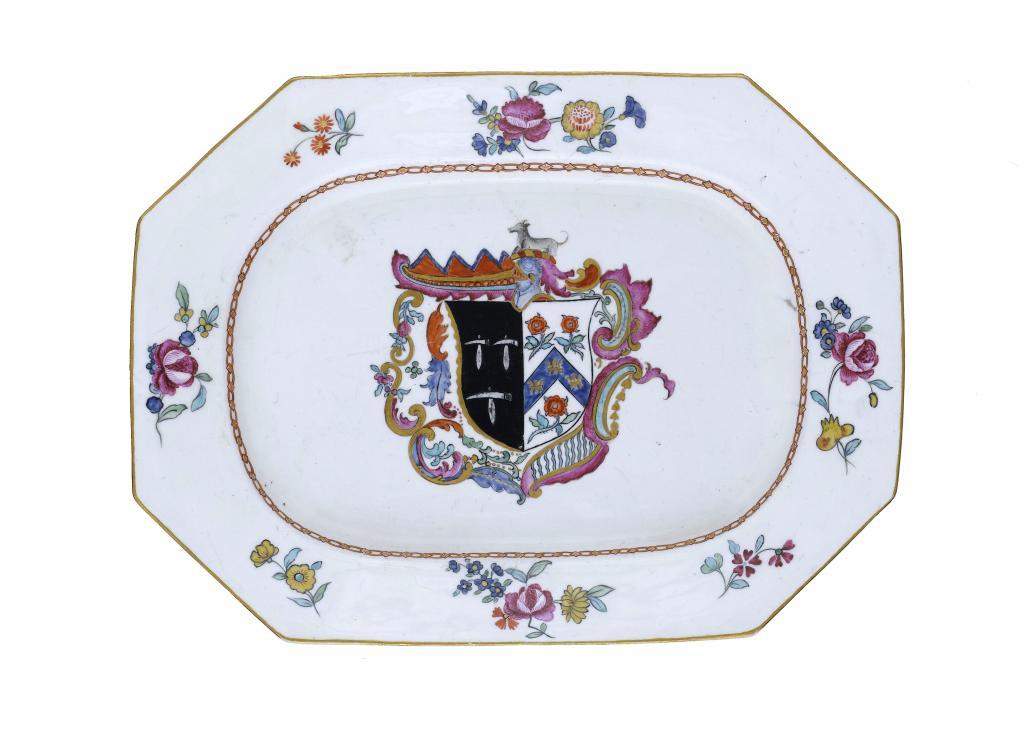 A DERBY ARMORIAL DISH made as 109555