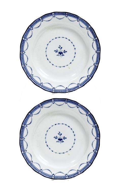 A PAIR OF DERBY PLATES
painted in two