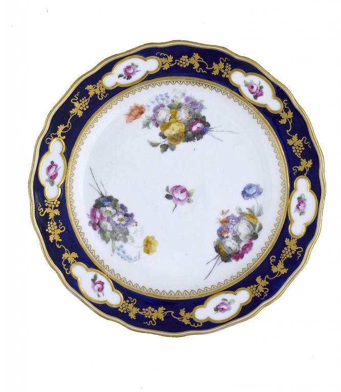 A DERBY PLATE
finely painted,