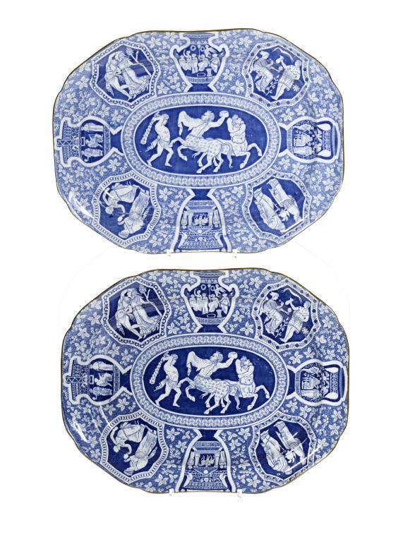 A PAIR OF SPODE BLUE PRINTED EARTHENWARE