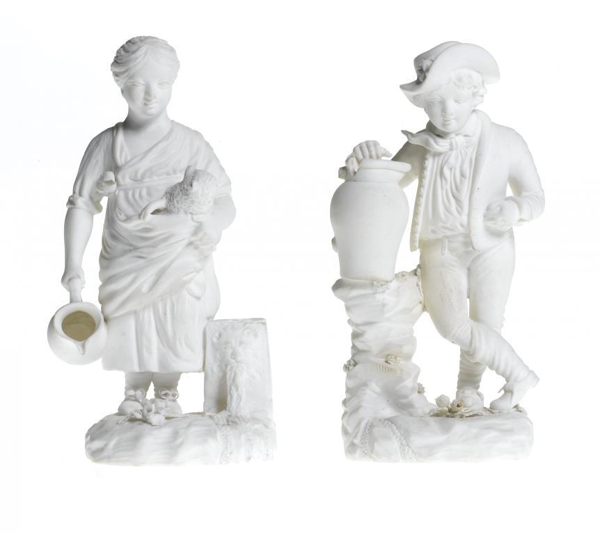 A PAIR OF DERBY BISCUIT FIGURES