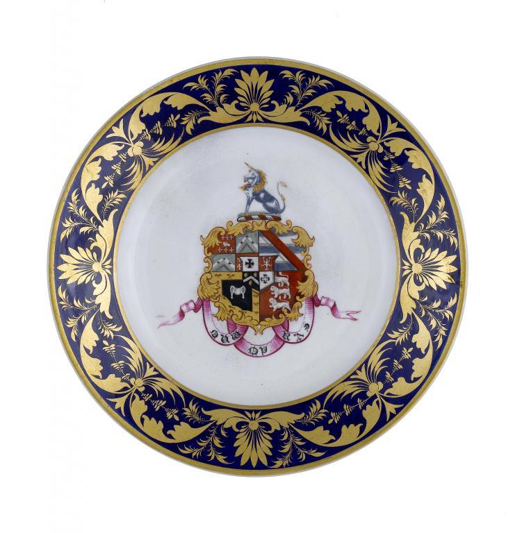 A DERBY ARMORIAL PLATE
enamelled