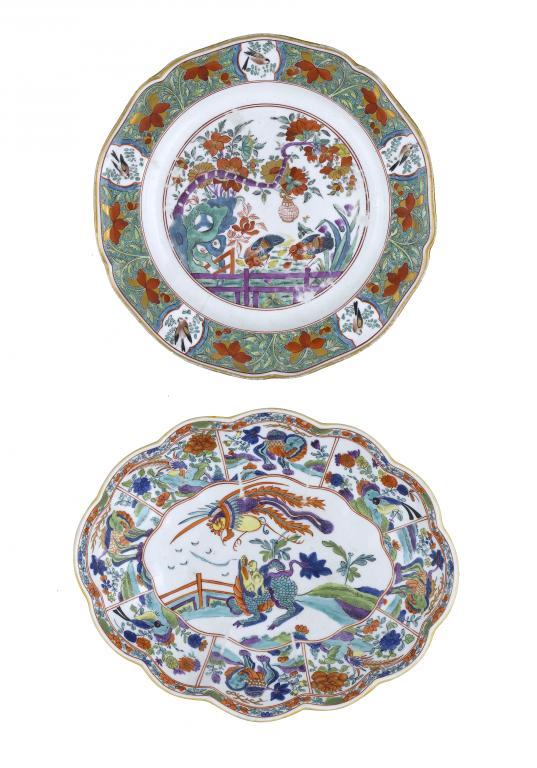 A DERBY DESSERT DISH AND PLATE painted 109682