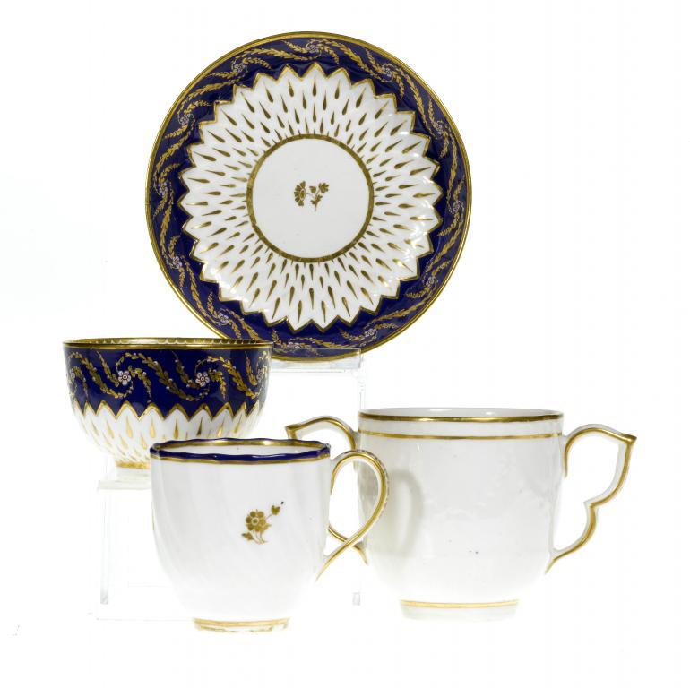 A DERBY MOULDED TEA BOWL AND SAUCER pattern 10967f