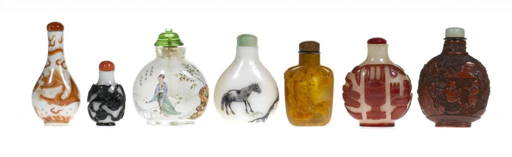 SEVEN CHINESE SNUFF BOTTLES comprising 1096ac