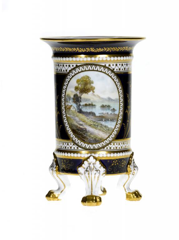 A ROYAL CROWN DERBY VASE of cylindrical 10971c
