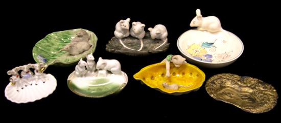 Assorted soap dishes and ashtrays