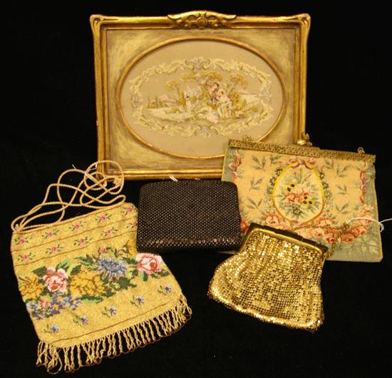 Victorian beaded purse  an embroidered