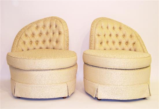 Pair of asymmetrical back upholstered