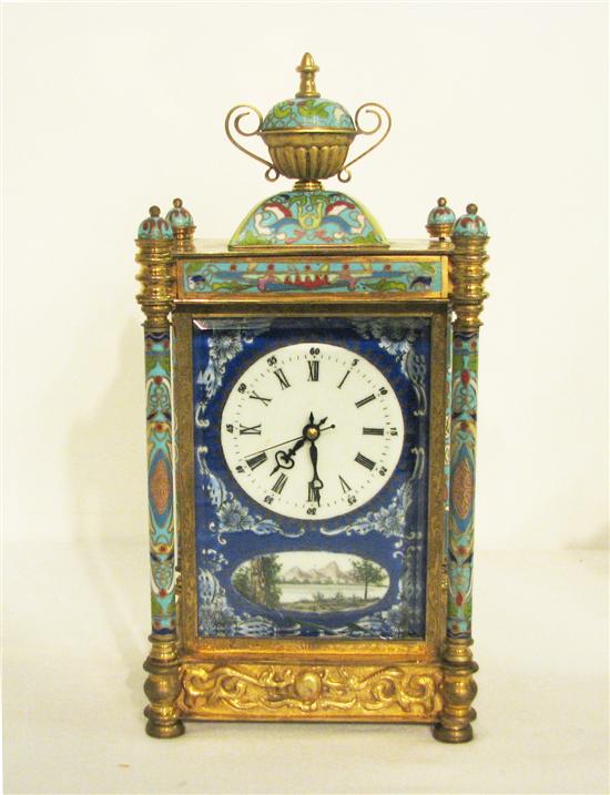 Cloisonne decorated mantle clock