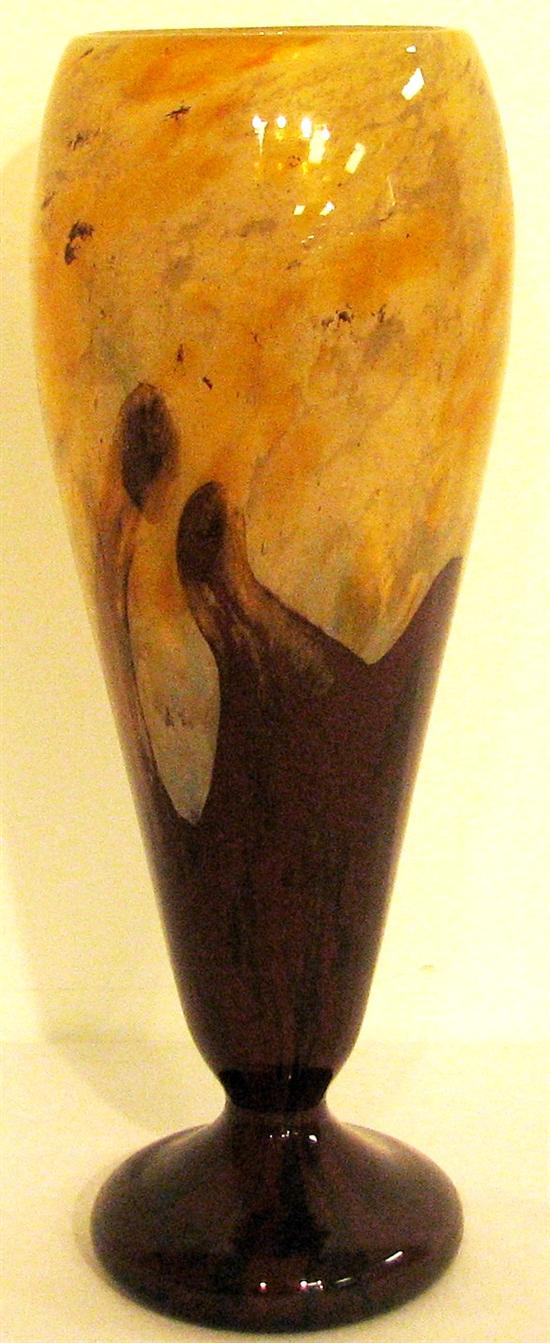 Schneider art glass vase  brown