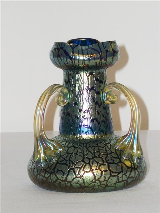 Loetz type three handle glass vase 109a6b