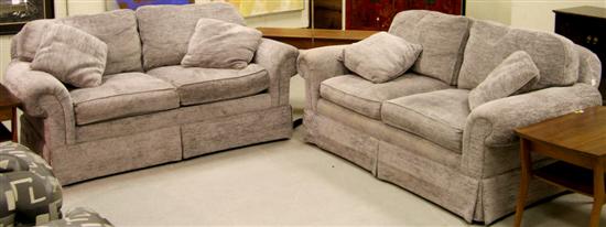 Pair love seats grey plush upholstery 109a7f