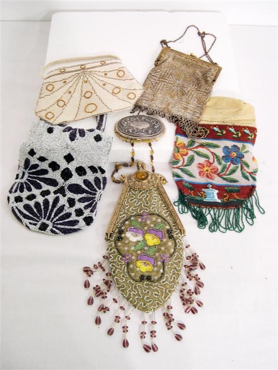 Five beaded purses along with a beaded