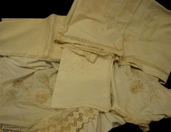White linens with embroidery sheets 109b01