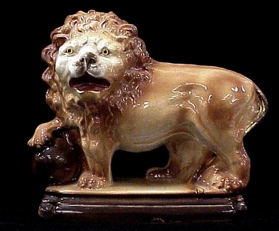 Standing Staffordshire lion with