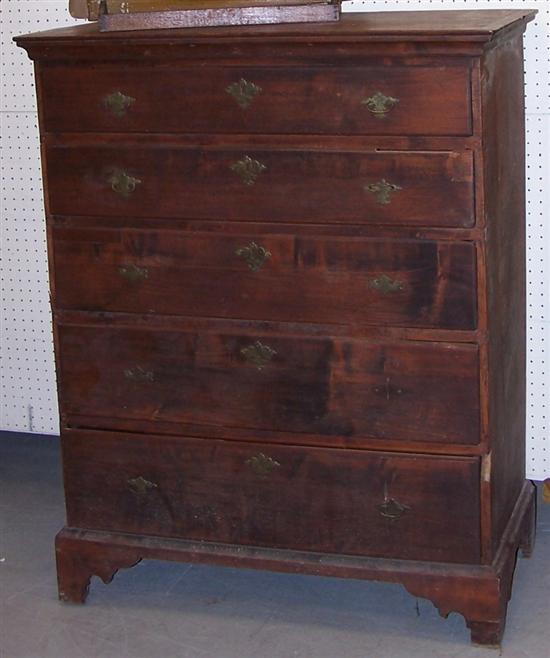 Tall pine five drawer chest  graduated