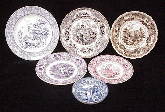 Six English transfer plates of various