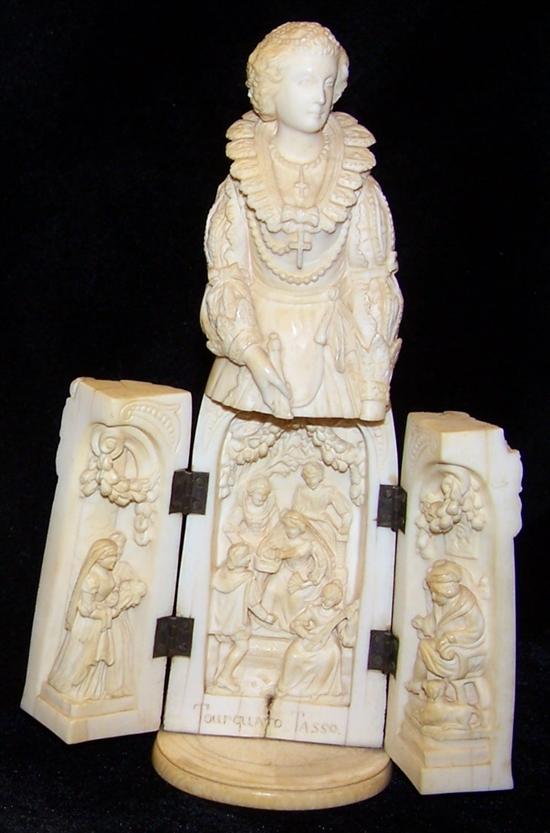 Continental carved ivory triptych 109ccb