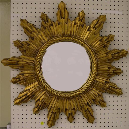 Gilt sunburst wall mirror  27''