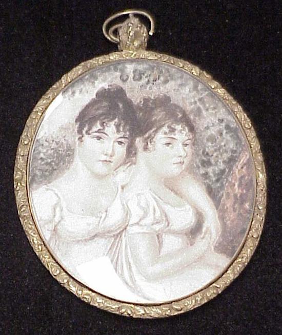 Portrait miniature of two young 109cdf