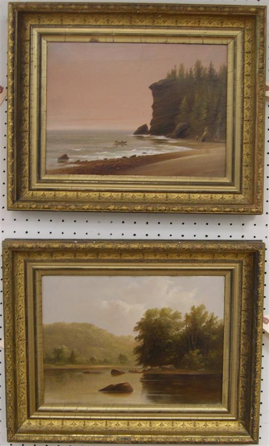 Pair landscapes dated 1884 and indistinctly