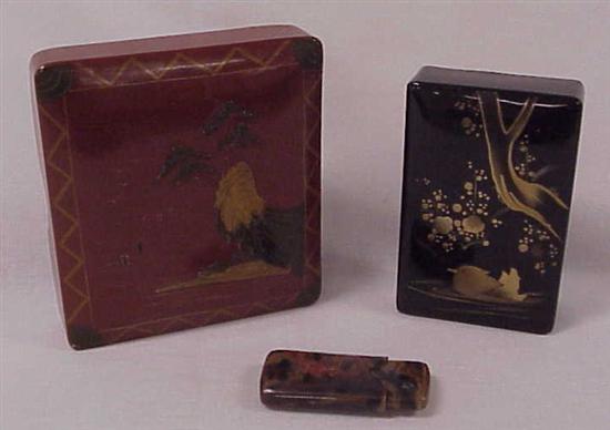 Two Japanese lacquer boxes with