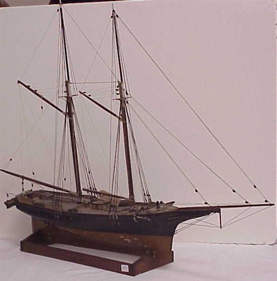 Two masted wooden hull ship model  40