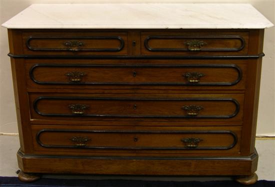 Late 19th C chest with white marble 109d30