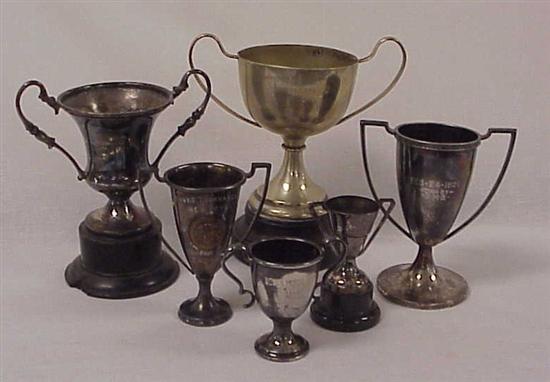 Lot of six silverplate trophy cups