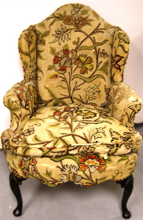 Queen Anne form wing chair with