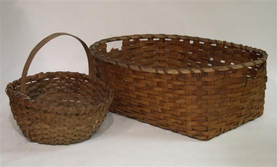 Two splint baskets  one oblong 23 1/2