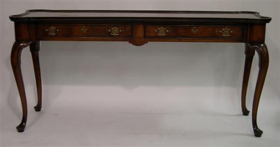Burlwood sofa table with two frieze