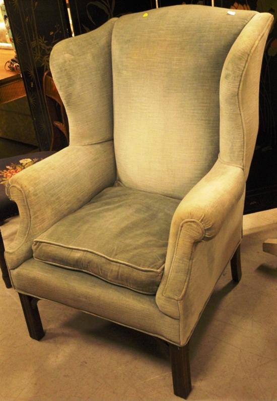 Chippendale style wing chair blue 109d6c