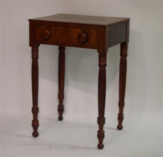 19th C. single drawer stand  round turned
