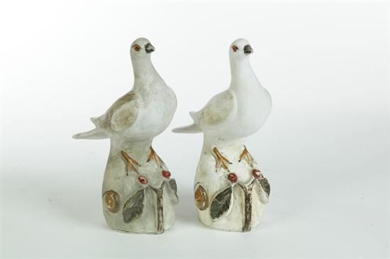 PAIR OF CHALKWARE DOVES.  American
