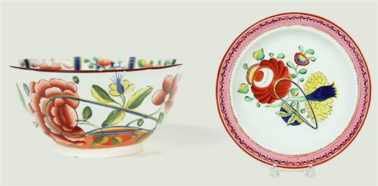 GAUDY DUTCH BOWL AND PLATE.  England