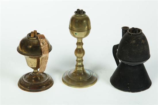 THREE WHALE OIL LAMPS American 10b20c