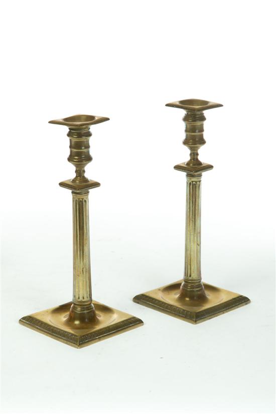 PAIR OF BRASS CANDLESTICKS.  England