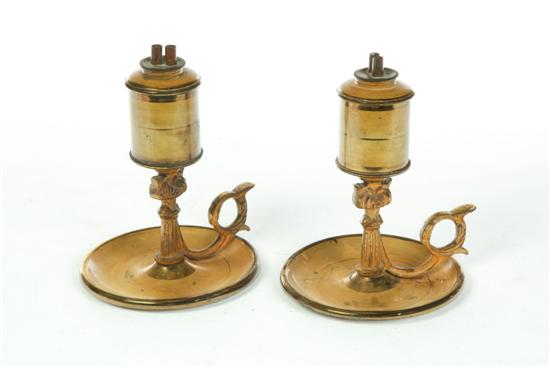 PAIR OF BRASS CHAMBER LAMPS American 10b225