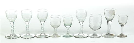 NINE WINE GLASSES.  American or