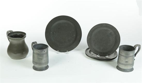 SEVEN PIECES OF PEWTER.  England