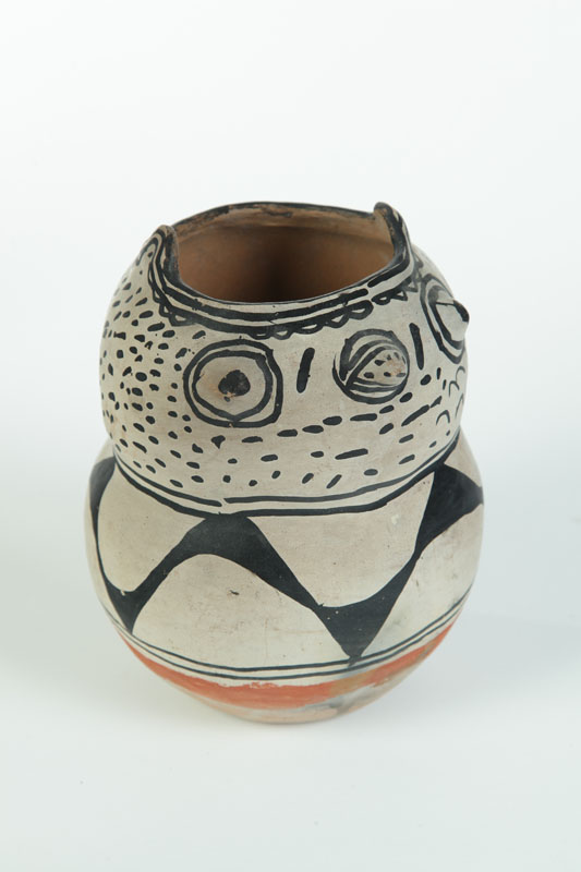 INDIAN EFFIGY JAR.  Cochiti  late