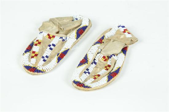 PAIR OF BEADED CHILDS MOCASSINS.  American